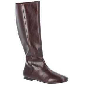 New Women's Time & Tru Faux Leather Side Zip Knee High Boots Size 7 Burgundy